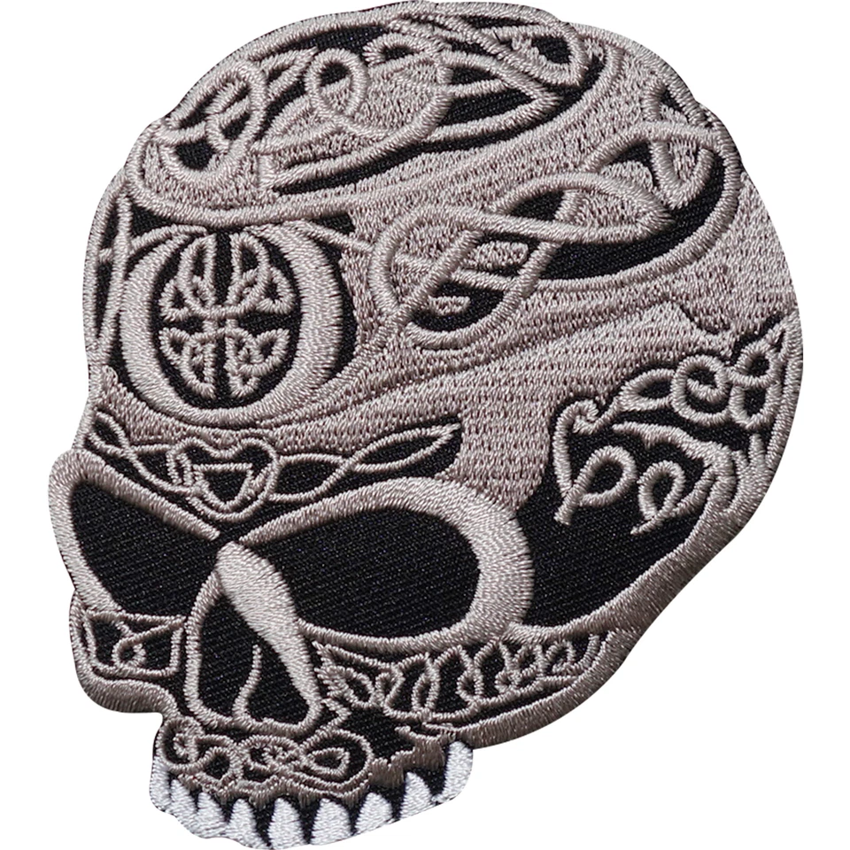 Celtic Cross Skull Embroidered Iron / Sew On Patch Biker Jacket Shirt Bag Badge - Image 1 of 1