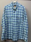 Orvis Shirt Mens XL Extra Large Active Fit Tech Work Blue Plaid Textured Outdoor