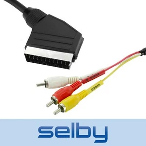 2m 3RCA AV to SCART Adaptor Cable Composite Video + Stereo Audio to SCART - Picture 1 of 4