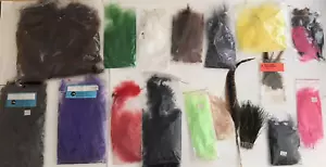 FLY TYING MARABOU FEATHERS Vintage Lot-16+ More Colored Red Purple Green Brown - Picture 1 of 14