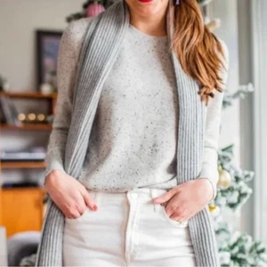 Everlane Women size M 100% Cashmere Crew Sweater Speckled Frost Donegal pullover - Picture 1 of 10