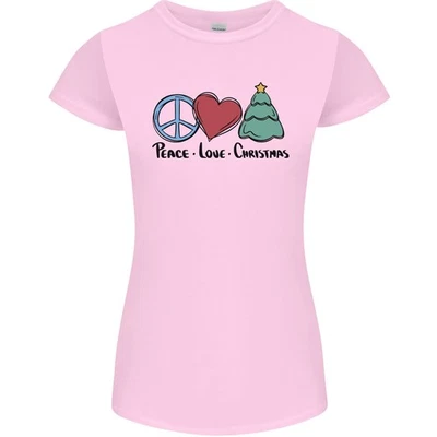 Paix Amour Noël Xmas Femme Petite Coupe T-Shirt - Photo 1/4