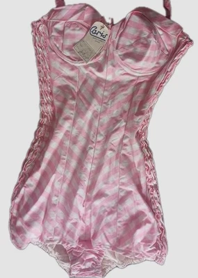 RARE 1950s Pink Gingham Swimsuit NOS w/ Tag – Pin-Up Rockabilly Vtg Caris French - Photo 1/4
