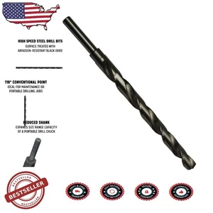 Langlebiger 3/4 Zoll HSS extra langer Bohrereinsatz 12 Zoll - Schwarzoxid-Finish - Bild 1 von 10