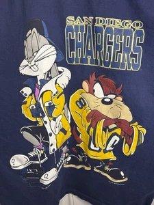 Camiseta De Colección Años 90 San Diego Chargers Taz Bugs Fútbol Manga Larga 1993 XL - Imagen 1 de 7