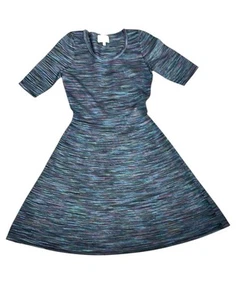 Milly Dress Space Dyed Fit & Flare Blue Knit Stretch Scoop Neck Short Sleeve S - Picture 1 of 8