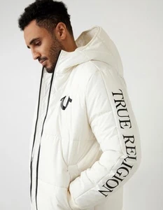 TRUE RELIGION PANEL PUFFER JACKET White Size XL NWT $209 - Picture 1 of 9