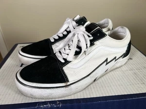 Vans 100 $ Old Skool Bolt Lightning schwarz Leder weiß Canvas Skateschuhe 12 D - Bild 1 von 12
