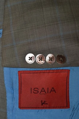 (2Pc Suit EU 54R US 44R) ISAIA NAPOLI GREGORY Men's Brown 100% Wool 36x29.5 - Image 1 of 4