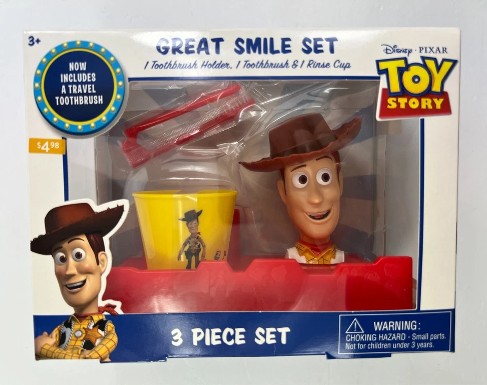 Disney Pixar Toy Story Woody Travel Toothbrush Holder & Cup Great Smile Set