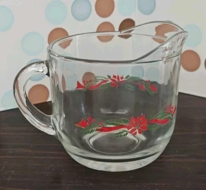 Bicchiere per creme natalizie vintage con ancoraggio poinsettie e nastri! Diametro 3,5" - Foto 1 di 9