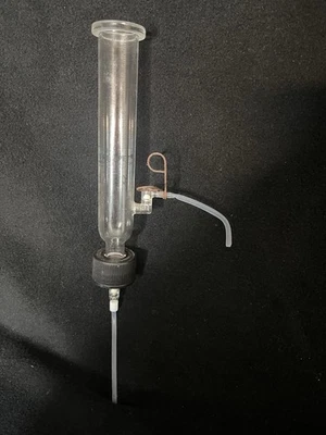 Glass Laboratory Separatory Funnel with Rubber Stopper and Tubing - Image 1 of 2