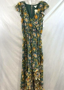 Maxi abito Sundance Everlane floreale con volant taglia M $218 nuovo con etichette - Foto 1 di 6