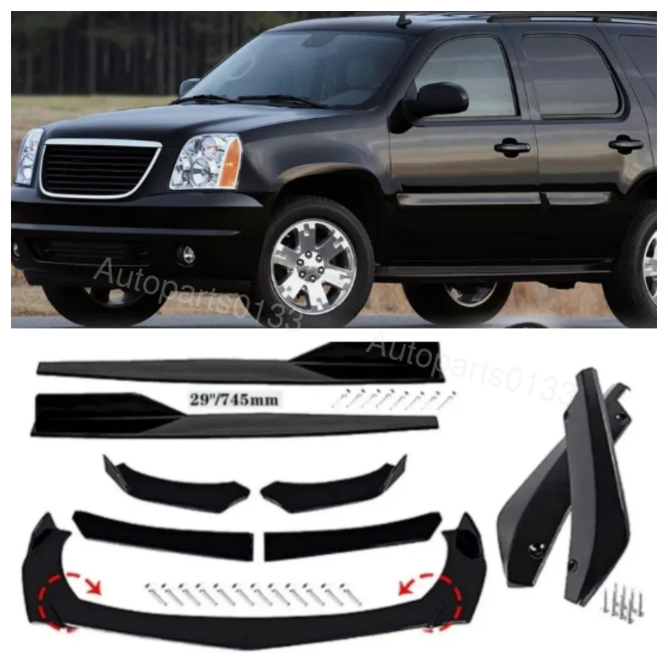 Front Bumper Rear Lip Spoiler Splitter Body Kit Side Skirt For GMC Yukon 2008-13 Foto 1 de 4