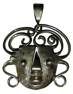 LARGE REBAJES STERLING SILVER 925 MASK PENDANT - 39.8 grams - Picture 1 of 7