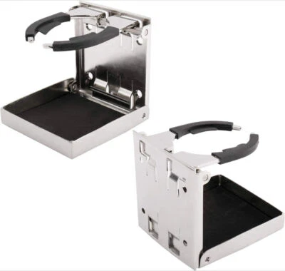 2件装不锈钢可调节折叠杯饮料架适用于船/海洋/RV/汽车 — 第 1/4 张图片