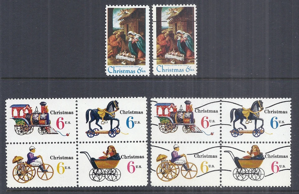 1970 US Christmas Lot of 4, 1414, 1414a, 1415-1418b, 1415-1418c - Precancel MNH - Image 1 of 1