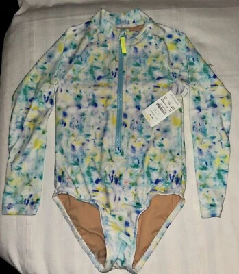 J. Terno Crew CrewCuts Girls Rashguard One Piece tamanho 4-5 multicolorido novo com etiquetas - Imagem 1 de 4