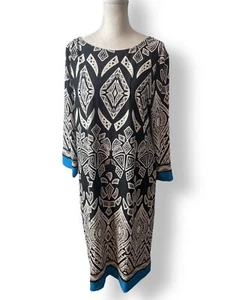 Croft & Barrow Size M Women’s Shift Dress 3/4 Sleeve Stretchy Boat Neck Black - Picture 1 of 8