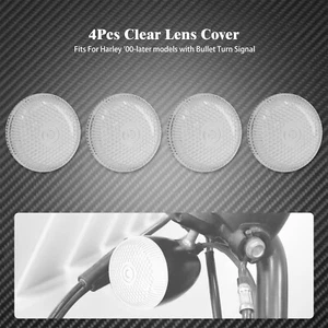4 Clear Bullet Turn Signals Light Lens Cover Fit For Harley Dyna Softail Touring - Foto 1 di 12