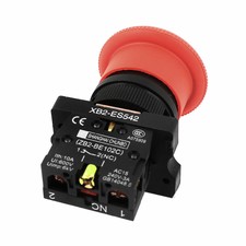 Emergency Stop 22mm Latching SPST NC 2 Pin Mushroom Push Button Switch