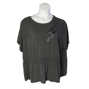 Torrid Lovesick 4 4X Gray Black Lightning Bolt Knit Shirt Top Stretch - Picture 1 of 3