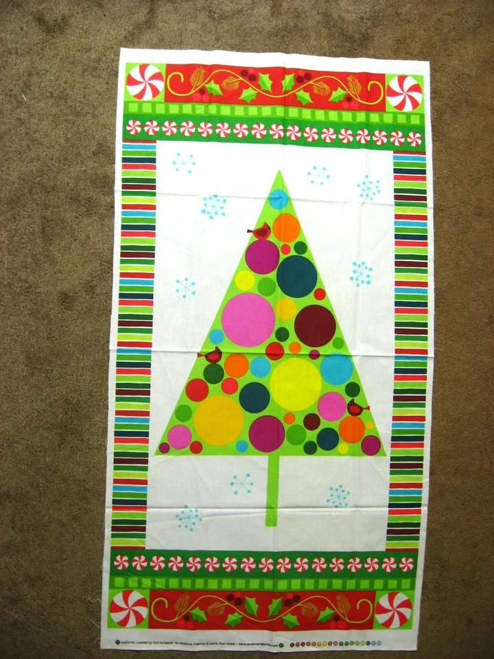 2019 Andover by Kim Schaefer Bright Polka Dot Christmas Tree Fabric Panel - Image 1 of 1