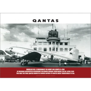 Impresión artística del aeródromo Qantas DC-3 Archerfield - 1 de abril de 1949 - Varios tamaños disponibles - Imagen 1 de 4