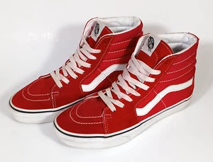 VANS Off the Wall Hi-Top Red Shoes Suede/Canvas Sneakers Men 6.5 Women 8.0 - Picture 1 of 9
