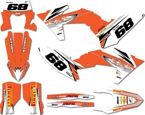 Kit completo de gráficos personalizados estilo SHOCKWAVE se adapta a calcomanías KTM EXC modelos 2024 2025 - Imagen 1 de 3