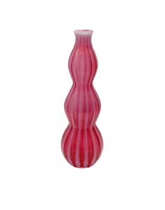 Fenton 12" Cranberry & White Opalescent Striped Decanter - No Topper - Picture 1 of 11