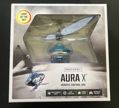 Aura X R/C Helicopter Drone  Remote Control UFO by Protocol Colored LED Lights - Image 1 of 4