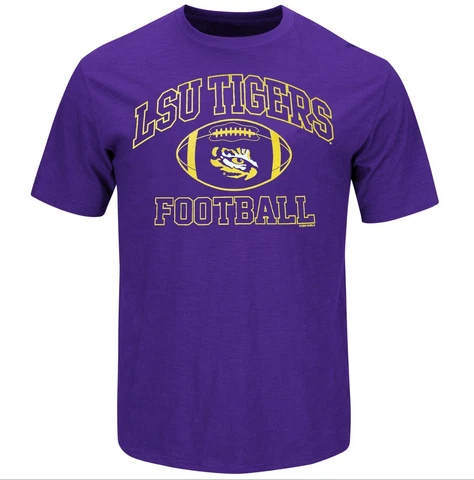LSU Men's Purple Football Graphic Short Sleeve T Shirt Cover