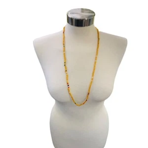 Gelbe mehrfarbige Halskette Vintage 1990er 32 Zoll - Bild 1 von 18