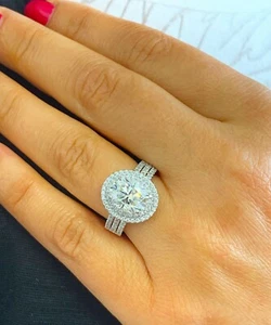 IGI Certified 14k Solid White Gold Oval Cut Diamond Engagement Ring 2.50ctw - Picture 1 of 12