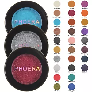 PHOERA Compact Metallic Glitter Shimmer Pigment Eyeshadow Palette *CHOOSE SHADE* - Picture 1 of 30