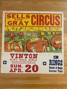 Sells & Gray Circus Big Top Tenda Data Pannello Vinton 28" x 28" Poster Vintage Old - Foto 1 di 9