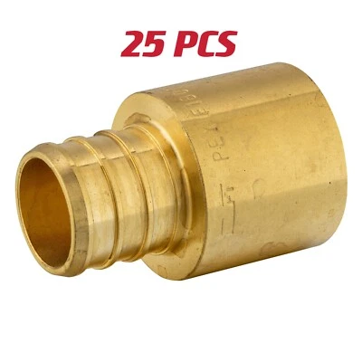 EFIELD EFEID 25 PCS Pex 3/4" X3/4" Female Sweat Adapter Crimp Brass Fittings, Lead Free
