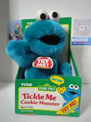 芝麻街 Tickle Me Cookie Monster 1996 11 英寸毛绒玩具新品 — 第 1/4 张图片