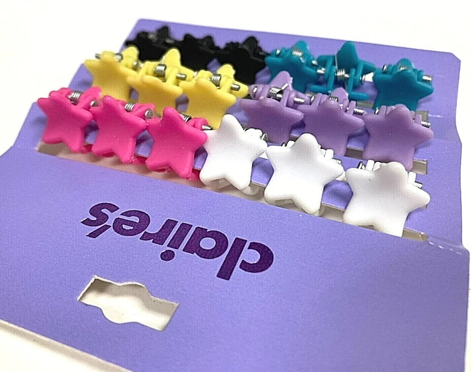 Claire's девочек разнообразные волосы когти зажимы выбрать звезды или счастливые лица новый - Изображение 1 из 1