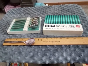 6 teaspoons Danisch Perl, German, BSF 90, BremerSilberWarenFabric AG - Picture 1 of 10