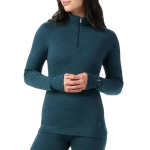 SmartWool Donna Classico Termico Lana Merino Quarto Zip Blu Crepuscolare M Nuovo con etichette - Foto 1 di 9