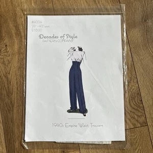 Décadas de ESTILO Vintage Años 40 Patrón de Costura 4004 Cintura Imperio Pantalones Pantalones - Imagen 1 de 2