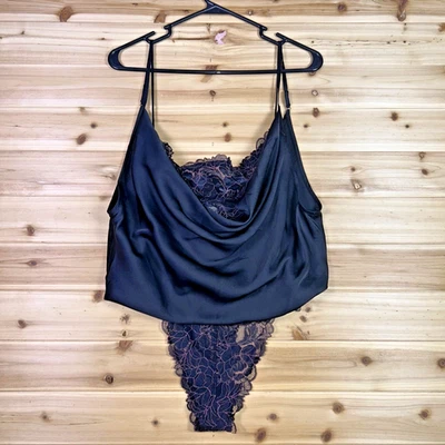 NWT Free People Intimately Lingerie Women Medium Black Double Date Lace Bodysuit - Image 1 of 4