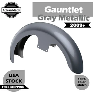 21" Reveal Wrapper Hugger Gauntlet Gray Metallic Front Fender For 09+ Harley - Picture 1 of 9