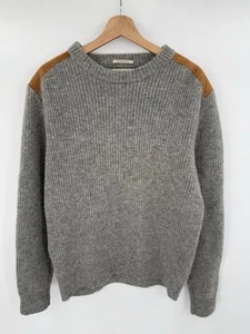 Wallace & Barnes Men's Shetland Wool Sweater Gray Crewneck Size Large Preppy - Picture 1 of 6