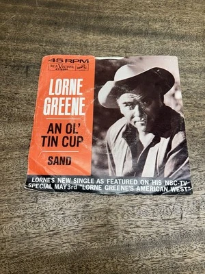 LORNE GREENE 47-8554 AN OL' TIN CUP ~BONANZA Actor ~ 45rpm w/ original Sleeve Foto 1 de 4