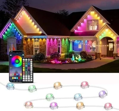 100FT Permanent Outdoor RGB Lights - Waterproof Smart LED Eaves Lights with App - Image 1 of 4