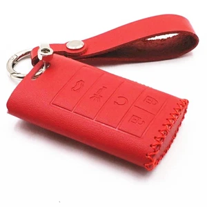 5 Buttons Red Leather for Cadillac STS CTS SRX ATS XTS Key Fob Cover Case - Picture 1 of 5