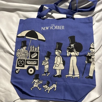 The New Yorker Magazine Canvas Tote Bag Limited Edition Tomi Um Blue People RARE - Image 1 of 4